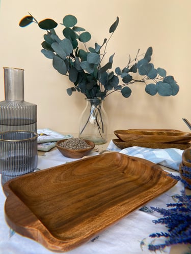 صحن تقديم خشبي - مستطيل كبير