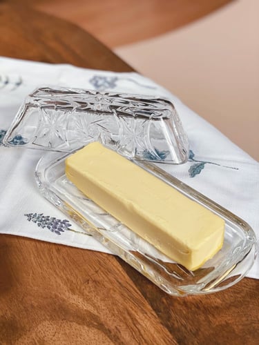 صحن زبدة زجاجي