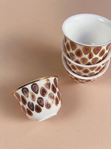 مجموعة فنجان قهوة زهرة الطاووس - 12 قطعة