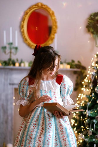 Victoria dress blue فستان فكتوري ازرق