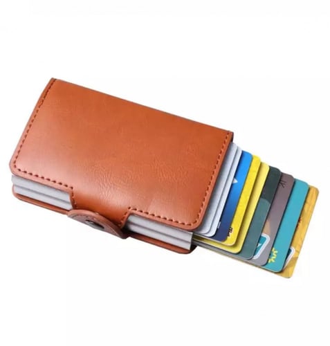 محفظة ذكية دبل تستوعب 14 بطاقة اخراج البطاقات بزر