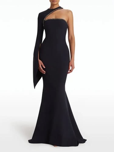 فستان سهرة للنساء من -عارية الذراعين ، شال كتف واح...