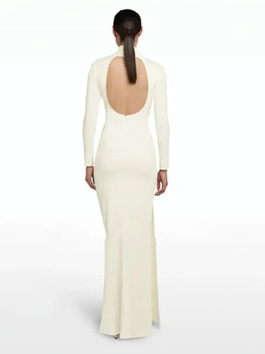 فستان حورية البحر بياقة قائمة للنساء عاري الظهر ،...