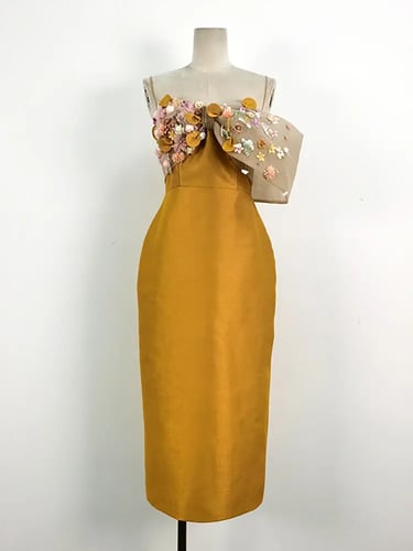 فستان سهرة نسائي منقسم بطبعة فيونكة ، قميص قصير أن...