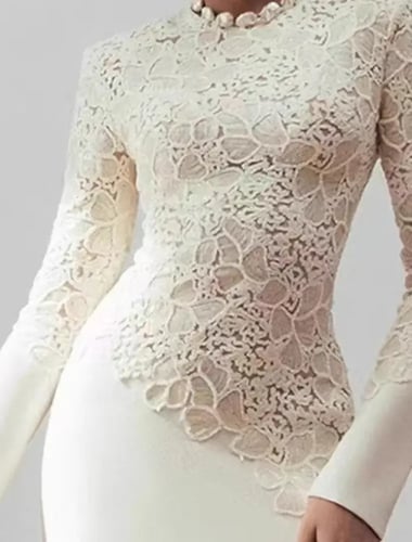 فستان أنيق غير متماثل فستان من الدانتيل الكروشيه ا...