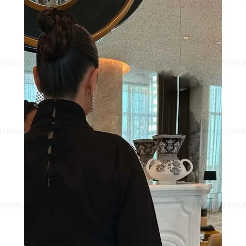 موليسا-فستان حفلة موسيقية أسود بأكمام طويلة ، رقبة...