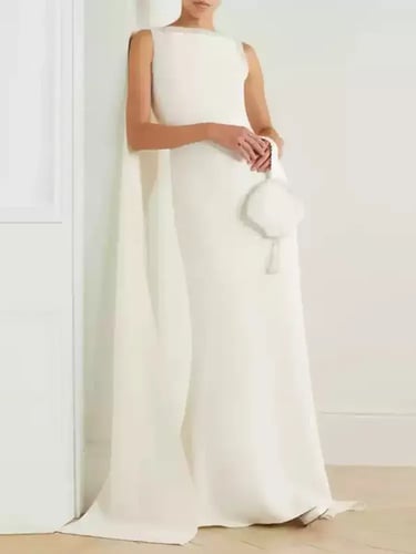 فستان نسائي أنيق بدون أكمام بطول الأرض ، شال مربوط...