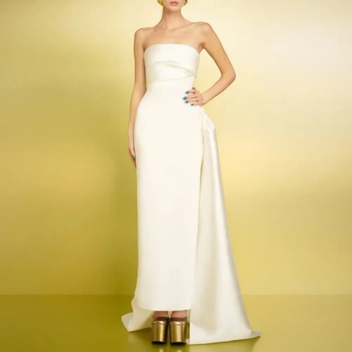 فستان نسائي عالي الخصر بدون حمالات من ، أنيق أحادي...