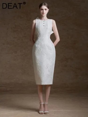 Elegant Dress Jacquard Weave Cross Backless Design...