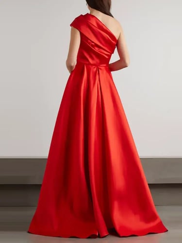 فستان أنيق بياقة قطرية قابلة للطي بدون ظهر وسحاب خ...