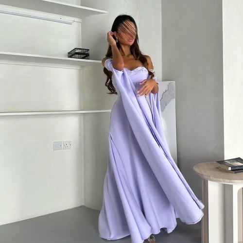 فستان سهرة بنفسجي على شكل حرف a مع خرز ، فستان حفل...