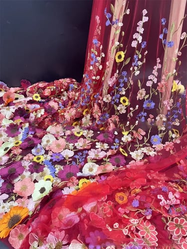 ثلاثية الأبعاد زهرة الدانتيل الكرة ثوب للمناسبات ا...