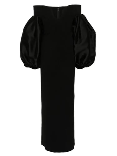 فستان نسائي أنيق برقبة مائلة ، كم فانوس ، خليط ، خ...