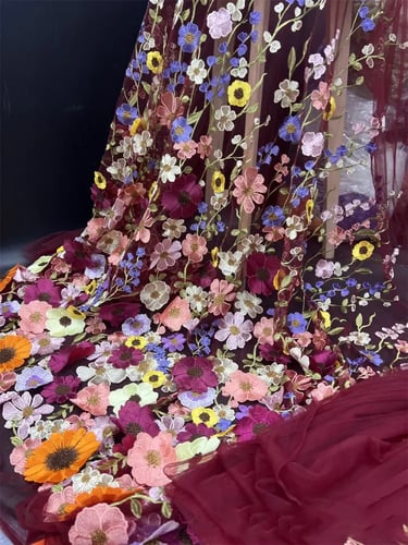 ثلاثية الأبعاد زهرة الدانتيل الكرة ثوب للمناسبات ا...