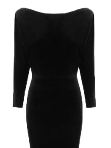 فستان أنيق من بدون ظهر مخملي بأكمام طويلة وخصر عال...