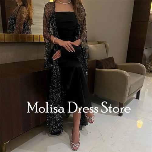 للمرأة أسود بدون حمالات فستان سهرة مطرز بالخرز, حو...