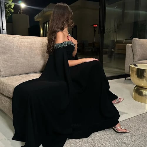 فستان مكشوف الكتفين بالخرز الأخضر ، فستان حفلة على...