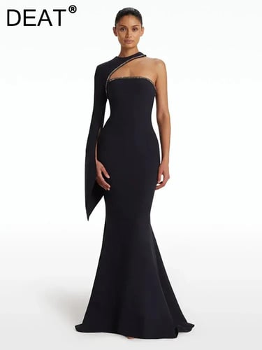 فستان سهرة للنساء من -عارية الذراعين ، شال كتف واح...