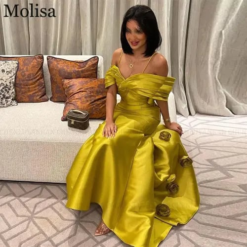 فساتين سهرة من الساتان موليسا بحمالات سباغيتي ، حو...