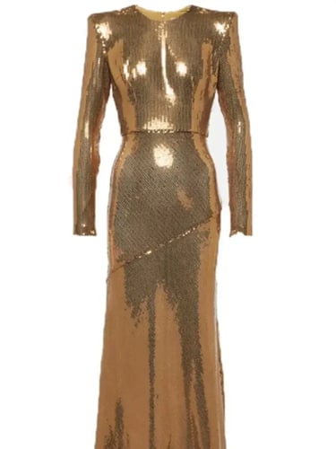 فستان نسائي مزين بالترتر ، خصر مرتفع ، بوق مطوي ،...