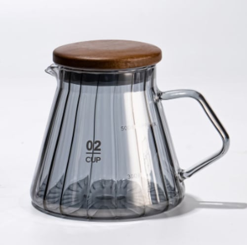 سيرفر V60 - زجاجي اسود داكن بغطا خشبي مقاس 01 - 02...