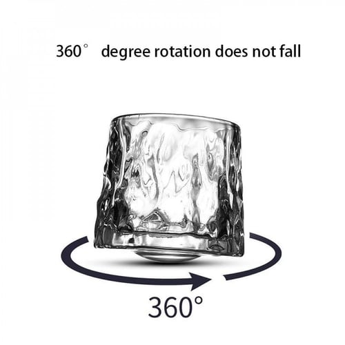 كوب زجاجي دوار عسلي مموج