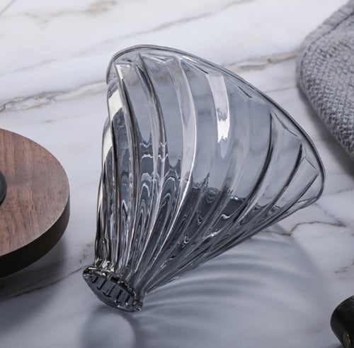 قمع تقطير V60 زجاجي اسود - مقاس 02 بقاعدة خشب | V6...