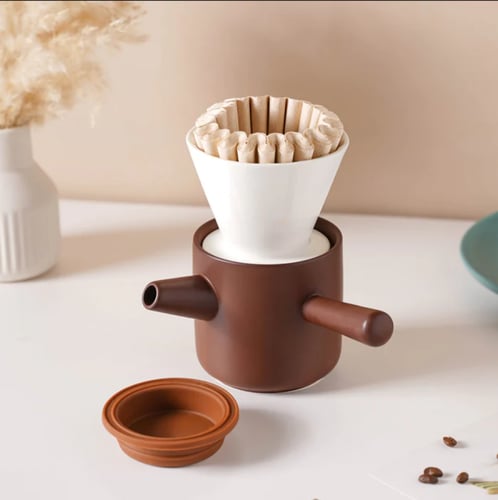 طقم كوب وقمع V60 من السيراميك ب الألوان متعددة ممي...