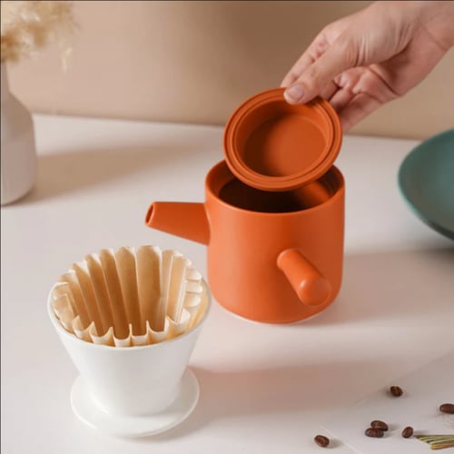 طقم كوب وقمع V60 من السيراميك ب الألوان متعددة ممي...