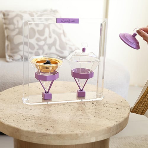 مبخرة اكريليك (لافندر) مع حامل بخور | تصميم مودرن...