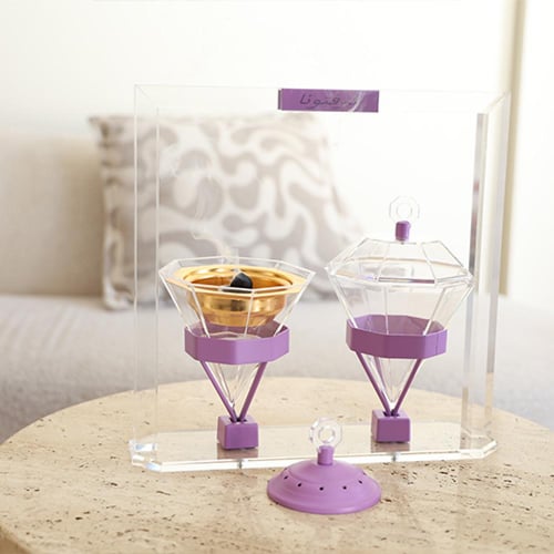 مبخرة اكريليك (لافندر) مع حامل بخور | تصميم مودرن...
