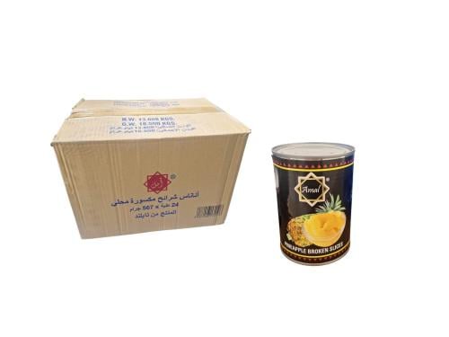 أمل أناناس شرائح مكسورة محلي 567جم كرتون 24 حبة