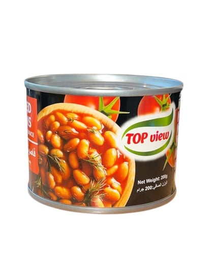 فاصوليا بالطماطم توب 200 جرام كرتون 24 حبة