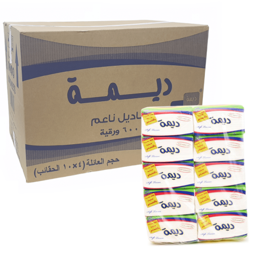 مناديل ديمة 600 منديل 10 علبة كرتون 4 شدة
