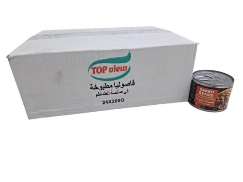 فاصوليا بالطماطم توب 200 جرام كرتون 24 حبة