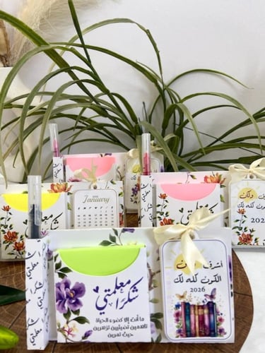 تقويم مكتبي مع قلم و أوراق ملاحظات