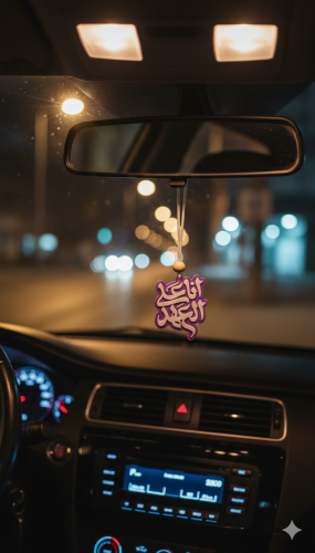 تعليقة سيارة بعبارة "إنا على العهد"