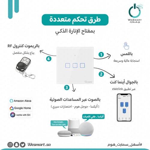 مفتاح إنارة ذكي واي فاي ( مفرد )
