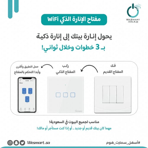 مفتاح إنارة ذكي واي فاي ( ثنائي )