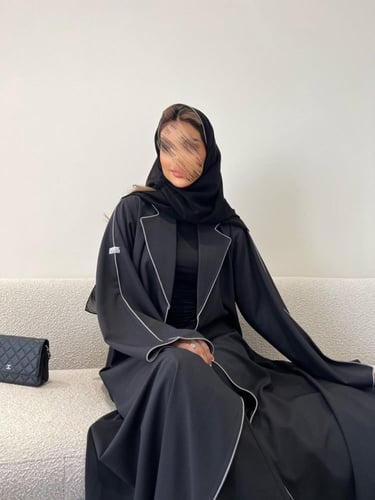 عباية كريب تايواني اسود | G58