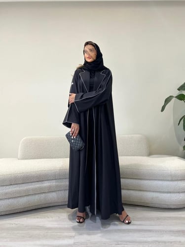 عباية كريب تايواني اسود | G58