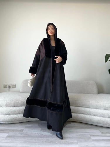 عباية فرو شتوية اسود جوخ | G67