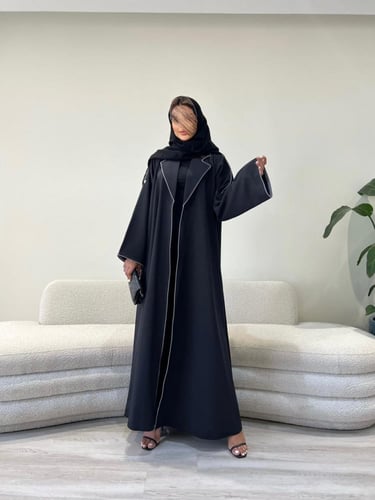 عباية كريب تايواني اسود | G58