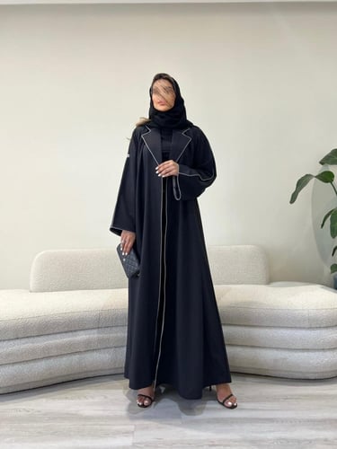 عباية كريب تايواني اسود | G58