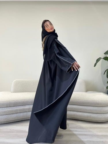 عباية كريب تايواني اسود | G58