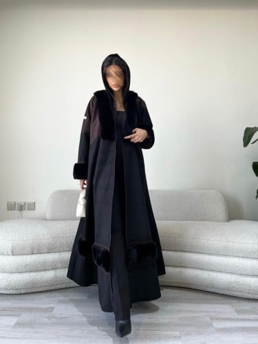 عباية فرو شتوية اسود جوخ | G67