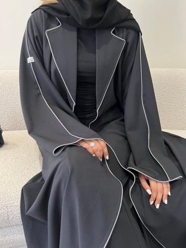 عباية كريب تايواني اسود | G58