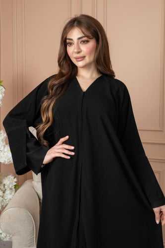 عباية قماش ملكي ازرار تدخيلة كُم اسود