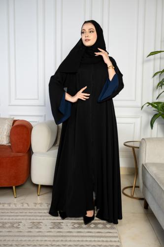 عباية حرير بتدخيله كم داخلي كحلي