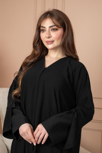 عباية قماش ملكي ازرار تدخيلة كُم اسود